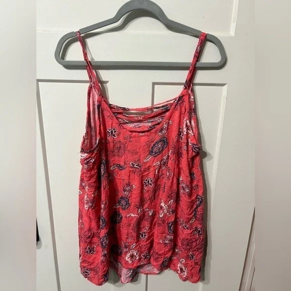 Torrid 1 size 14 16 coral tank top adj straps flowy strappy back floral - Picture 4 of 6